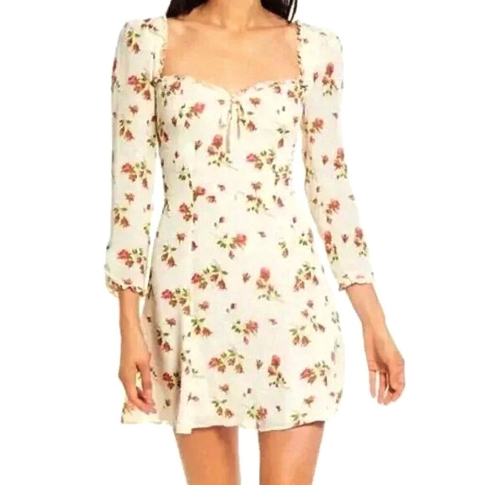 New Reformation Remi Floral Mini Dress Florence White 10 $218